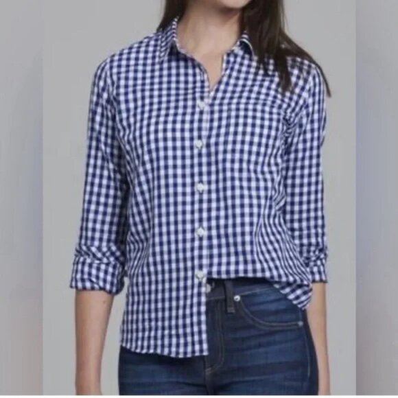 Untuckit Belleza Blue Checkered Gingham Shirt NEW NWT 4 - Picture 1 of 9